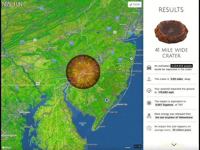 Фанатский сайт-симулятор позволит вам сбросить астероид на любой город 